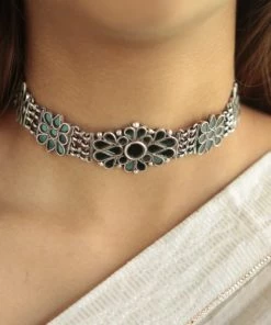 PraDe Jewels SIlver Necklaces Mirror Choker Prisha
