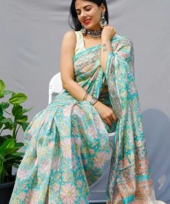 Tashi Threads Sarees Manjari Blue