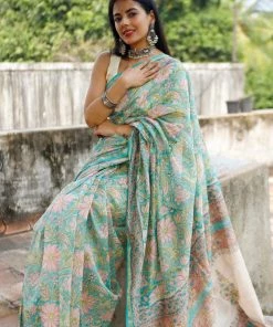 Tashi Threads Sarees Manjari Blue