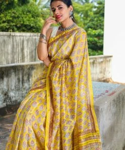 Tashi Threads Sarees Manjari Yellow
