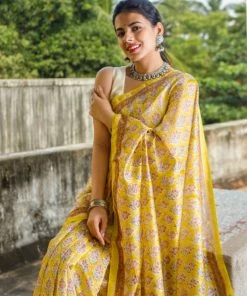 Tashi Threads Sarees Manjari Yellow