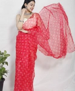 Tashi Threads Tara Crimson Sarees