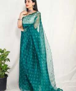 Tashi Threads Sarees Tara Emerald