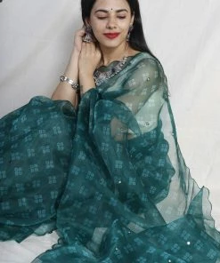 Tashi Threads Sarees Tara Emerald