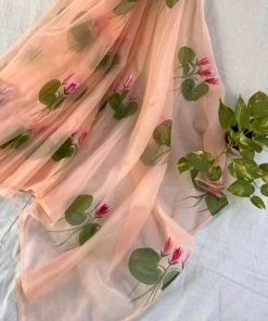 Tashi Threads Zoya Peach Sarees