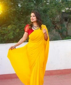 Tashi Threads Sarees Chandini Yellow Saree