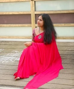 Tashi Threads Chandini Pink Saree