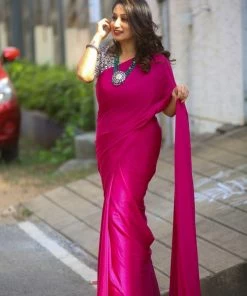 Tashi Threads Chandini Wine Saree Sarees