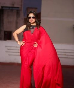 Tashi Threads Chandini Red Saree Sarees