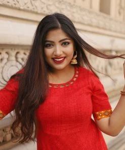 Label RishMaan Uptown Contemporary Marigold - Red