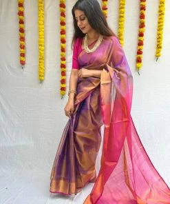 Tashi Threads Sarees Swara Purple