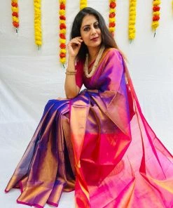 Tashi Threads Sarees Swara Purple