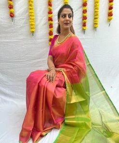 Tashi Threads Swara Orange Sarees
