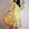 Threeness Yellow Tropical Layered Dress