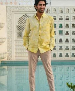 Gulaal Men's Shirt Yellow Tie- Dye Shirt