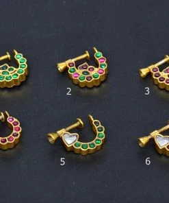 PraDe Jewels Silver Nose Pins Bridal Nosepin Set A