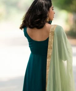 Ekanta Isha Green Georgette Dress Margazhi Moments