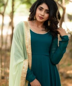 Ekanta Isha Green Georgette Dress Margazhi Moments