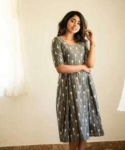 Ekanta Margazhi Moments Miaka Grey Ikkat Short Dress