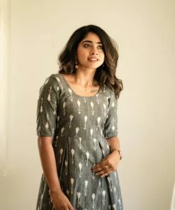 Ekanta Margazhi Moments Miaka Grey Ikkat Short Dress