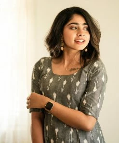 Ekanta Margazhi Moments Miaka Grey Ikkat Short Dress