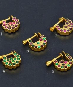 PraDe Jewels Silver Nose Pins Bridal Nosepin Set B