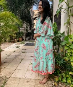 Threeness Pink Blue Spring Layered Dress