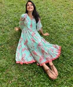 Threeness Pink Blue Spring Layered Dress