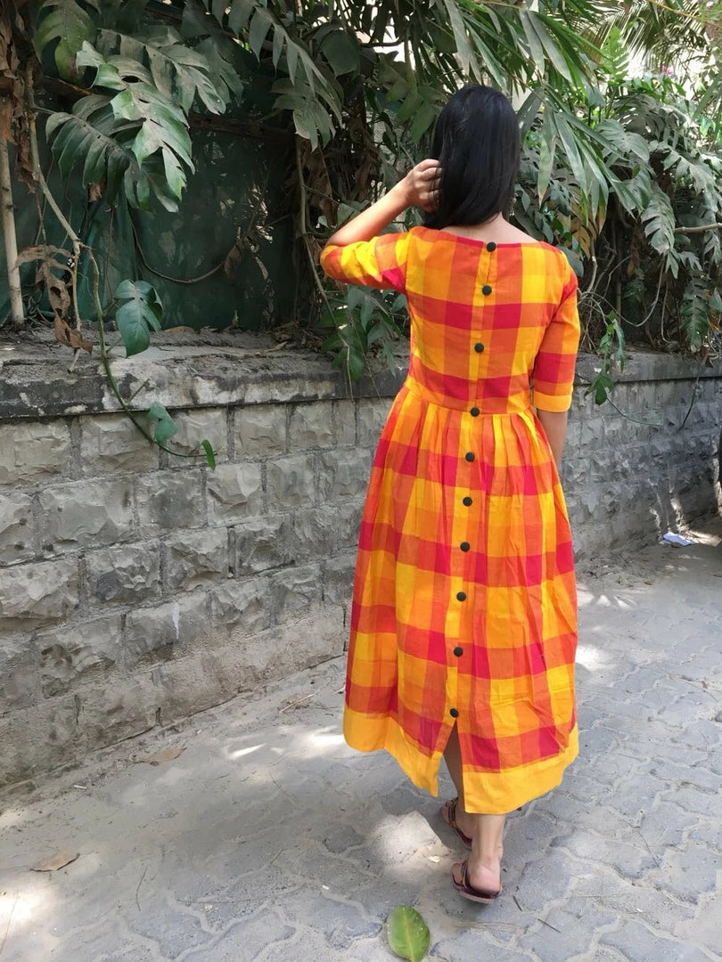 Threeness Orange Buffalo Gingham 2 Threeness Orange Buffalo Gingham