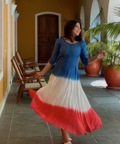 Gulaal Gypsy Soul Blue And Red Fit And Flare Dress
