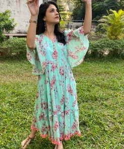 Threeness Pink Blue Spring Layered Dress