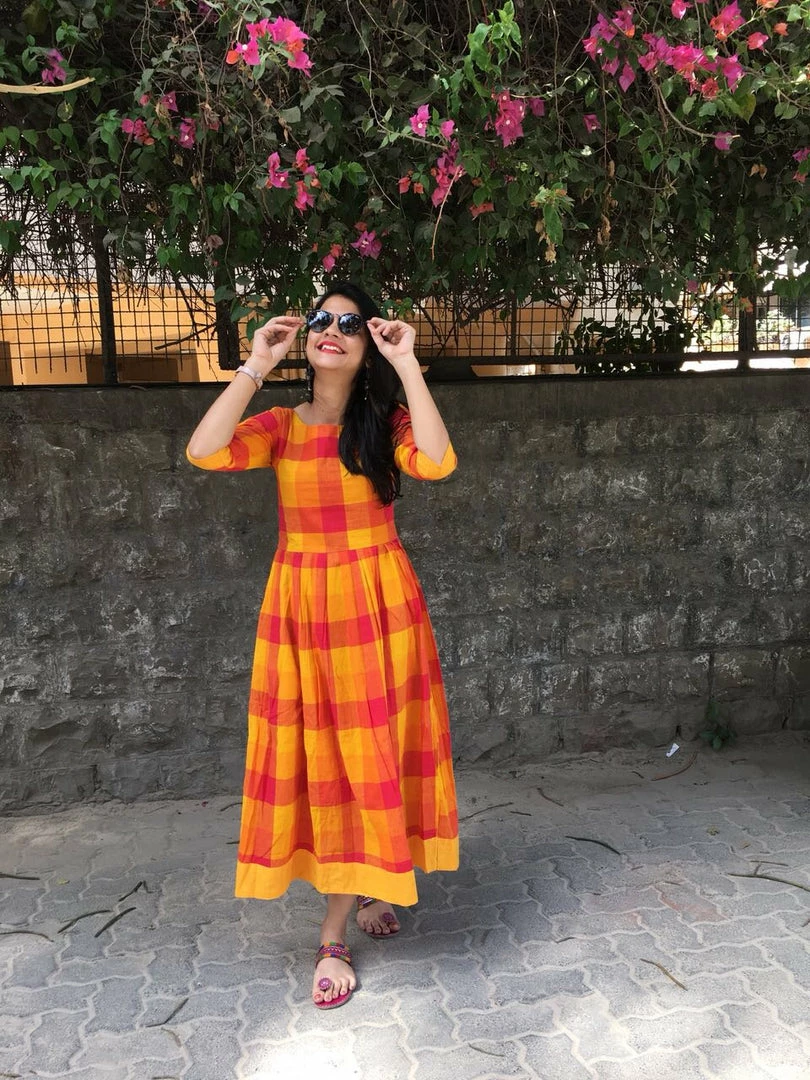 Threeness Orange Buffalo Gingham 1 Threeness Orange Buffalo Gingham