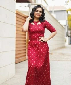 Label RishMaan Royal Synonym - Maroon Gold - Crop Top Skirt Uptown Contemporary