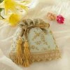 AMYRA ALIA SILK EMBROIDERED POTLI - MINT Purse & Potli